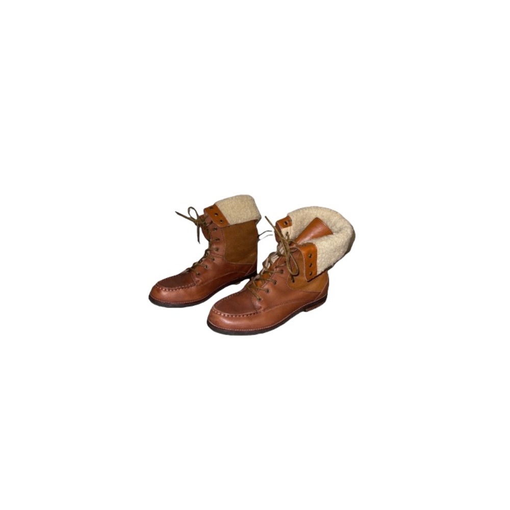 G. H. Bass & Co. Cognac Leather Lace Up Booties - Women’s Size 7.5